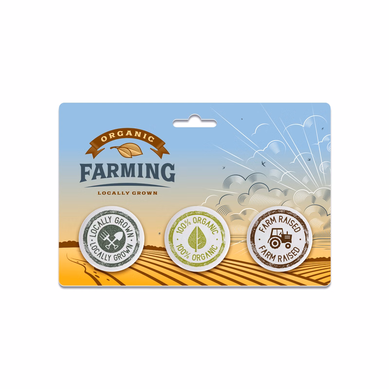 Three 1.5" Pin-Back Buttons on Backing Card