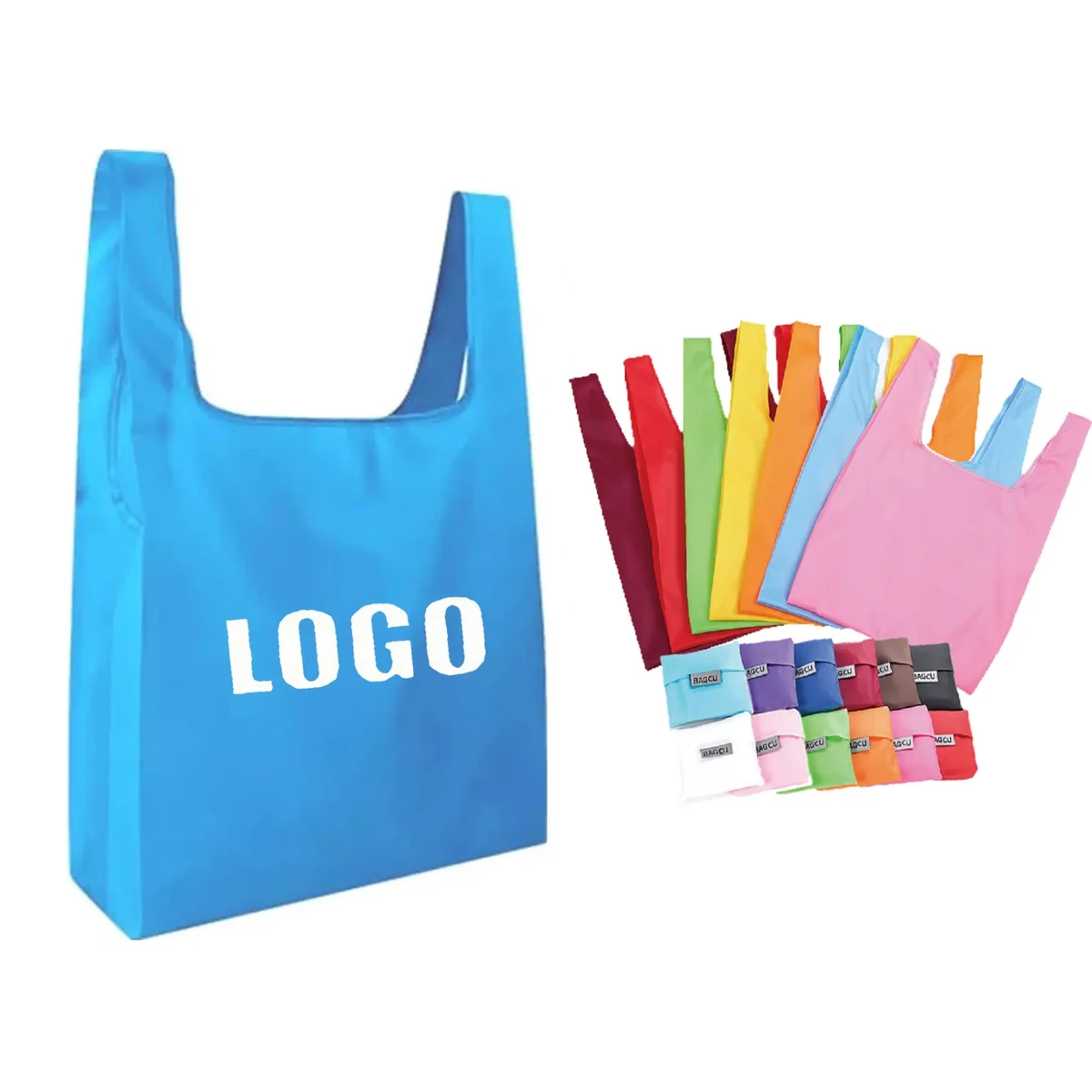 Foldable Shopping Tote Bag with Pouch MOQ 50pcs, custom tote bag with logo imprint 1