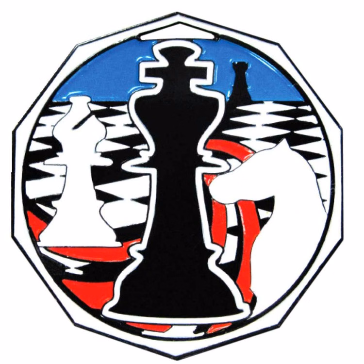 Chess Decagon Colored Medallion (2")