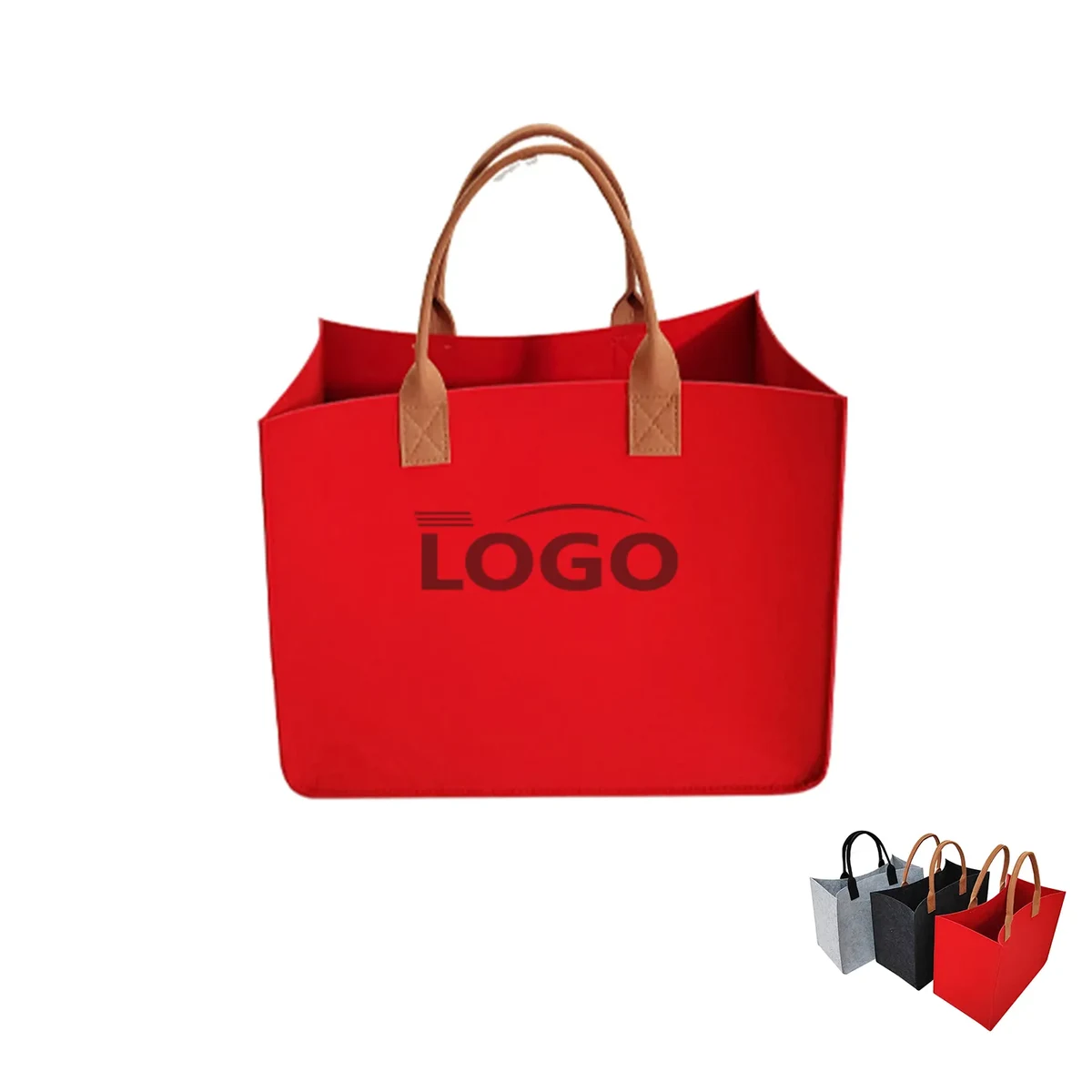 Foldable Felt Tote Bag with Long Handles, custom tote bag with logo imprint 1