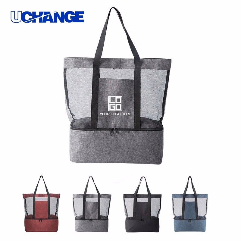 Oversized Mesh Beach Tote Bag with Cooler Compartment