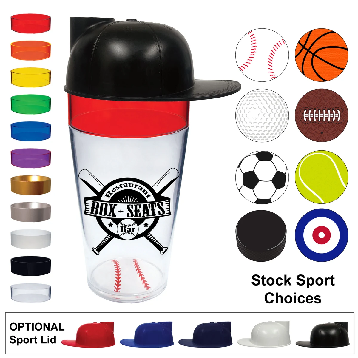 20oz Sports Themed Colored Rim Cup 1