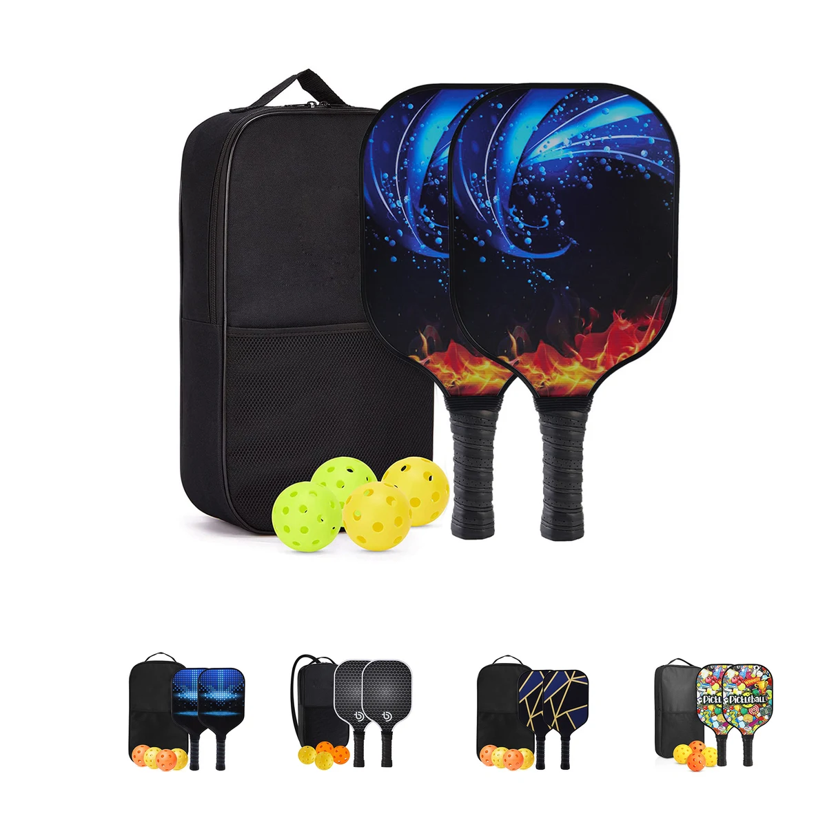 Carbon Fiber 2Sided Full Color Pickleball Paddles Set 1
