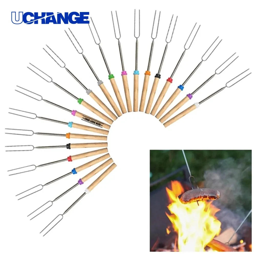 Stainless Steel Marshmallow Roasting Sticks BBQ Skewers for Camping & Fire Pits 1