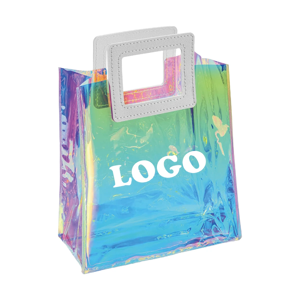 Clear Holographic Reusable Iridescent Tote Gift Bag 1