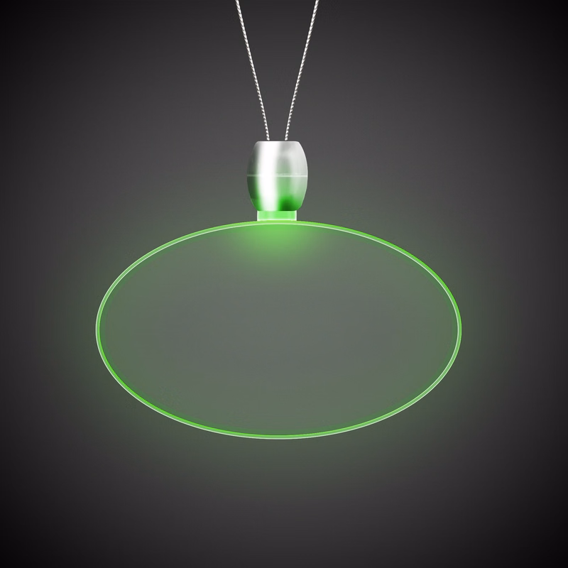 Oval Green Light-Up Acrylic Pendant Necklace
