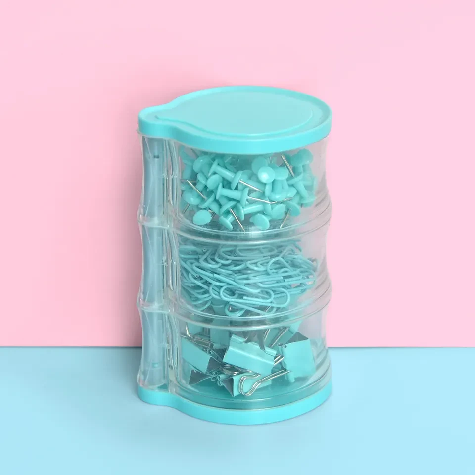 3 Layers Stationery Set / Binder Clips / Push Pins / Paper Clip 1