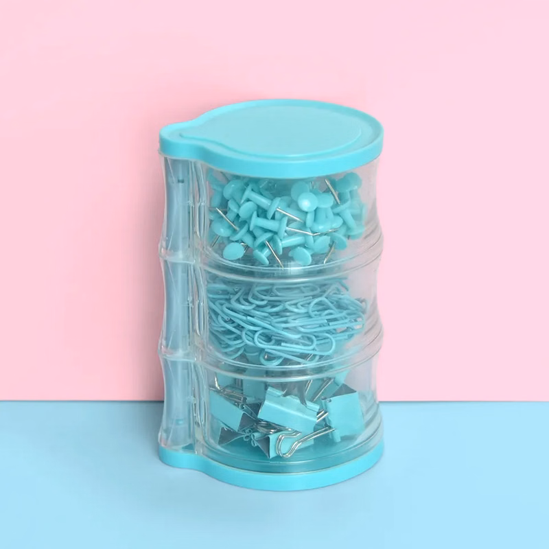 3 Layers Stationery Set / Binder Clips / Push Pins / Paper Clip