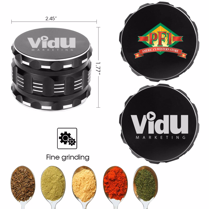 Premium Aluminum Alloy Herb Grinder – 2.45" 4-Piece Metal Design with Pollen Catcher