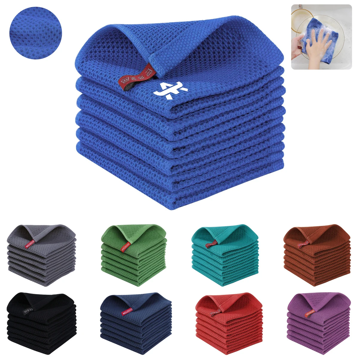 100% Cotton Waffle Weave Kitchen Dish Cloths 13.3''*13.3'' 1