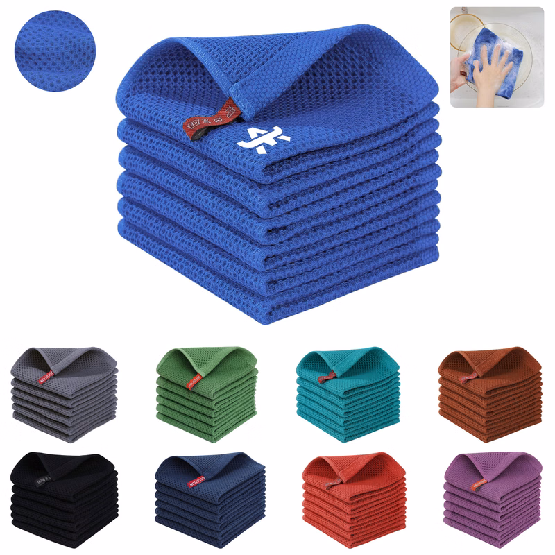 100% Cotton Waffle Weave Kitchen Dish Cloths 13.3''*13.3''
