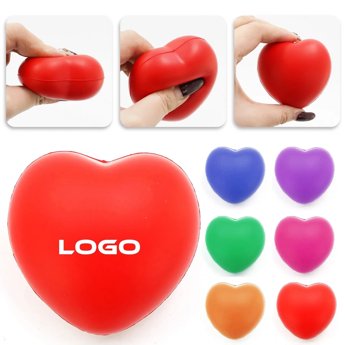 2.75" PU Heart Stress Balls for Anxiety 1