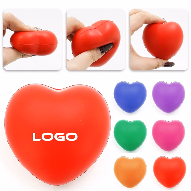 2.75" PU Heart Stress Balls for Anxiety