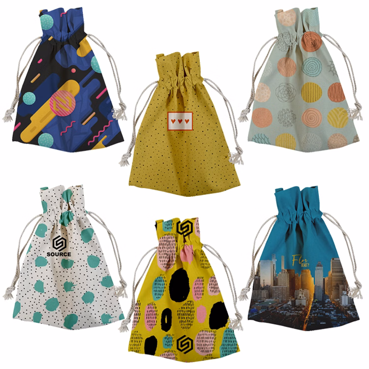 Wide Vibrant Cotton Drawstring Pouch