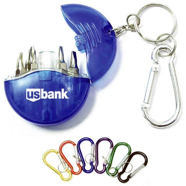 Mini 4-in-1 Screwdriver tool set with split keychain 1