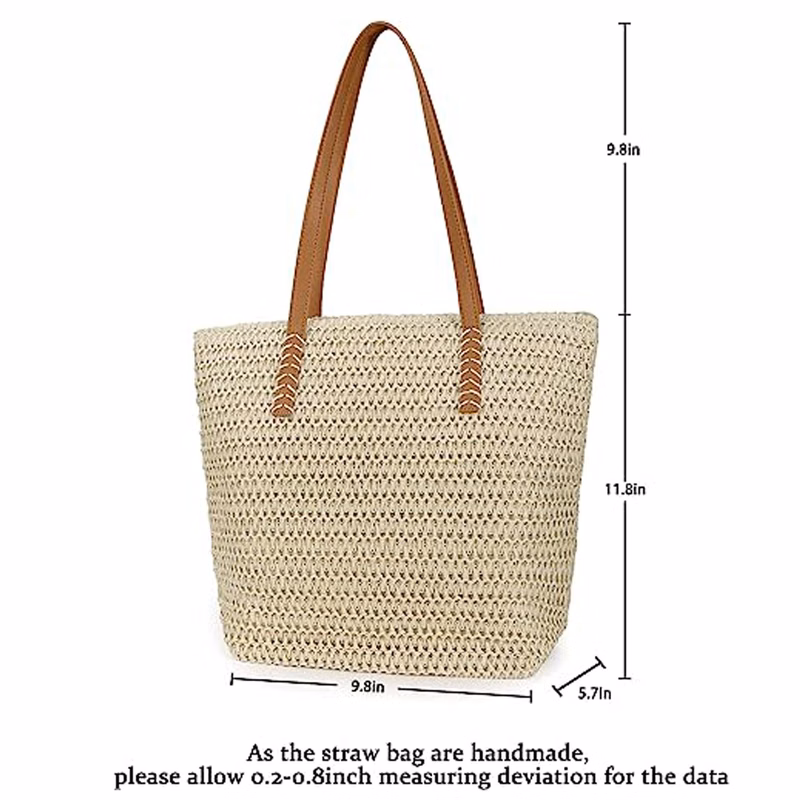 Womens Large Straw Beach Tote Bag