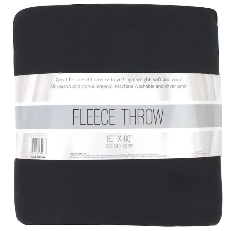 Twin Fleece Blankets - Black 80" x 60" 1