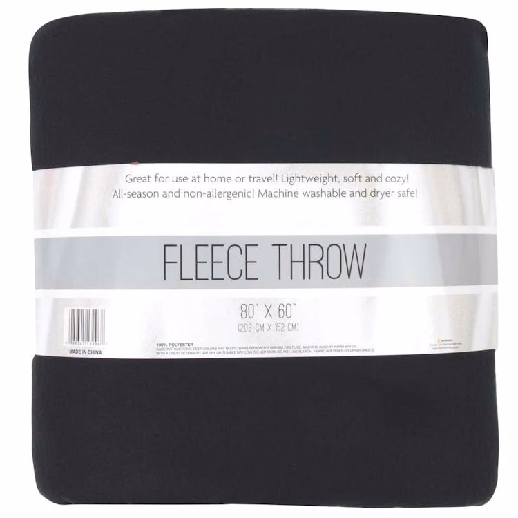 Twin Fleece Blankets - Black 80" x 60"