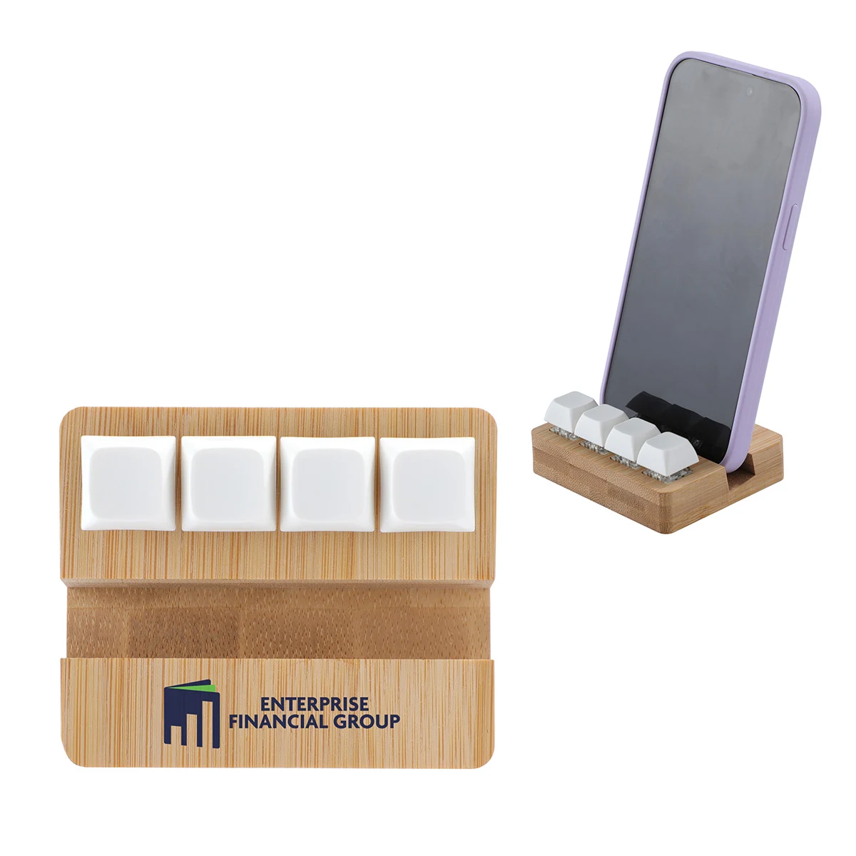 Bamboo Phone Stand with Stress Reliever Keyboard 1