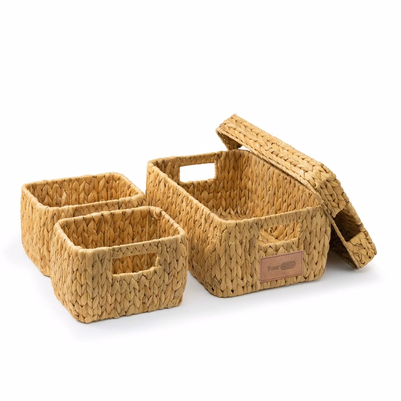 Water Hyacinth Storage Baskets with Lid