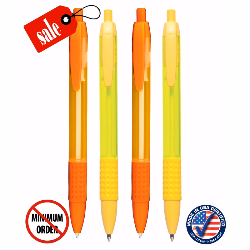 Certified USA Made - Citrus - Frosted Click Pen with Rubber Grip - No Minimum