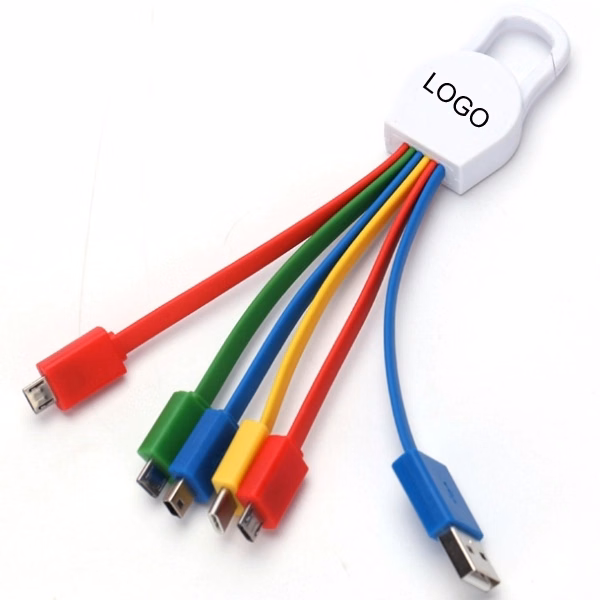 Multi Adpator Charging Cable with Carabiner Clip