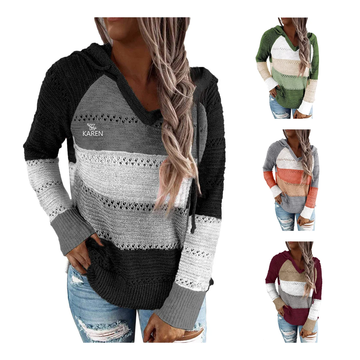 Womens Casual Long Sleeve Zip Up Hooded Sweatshirts 1