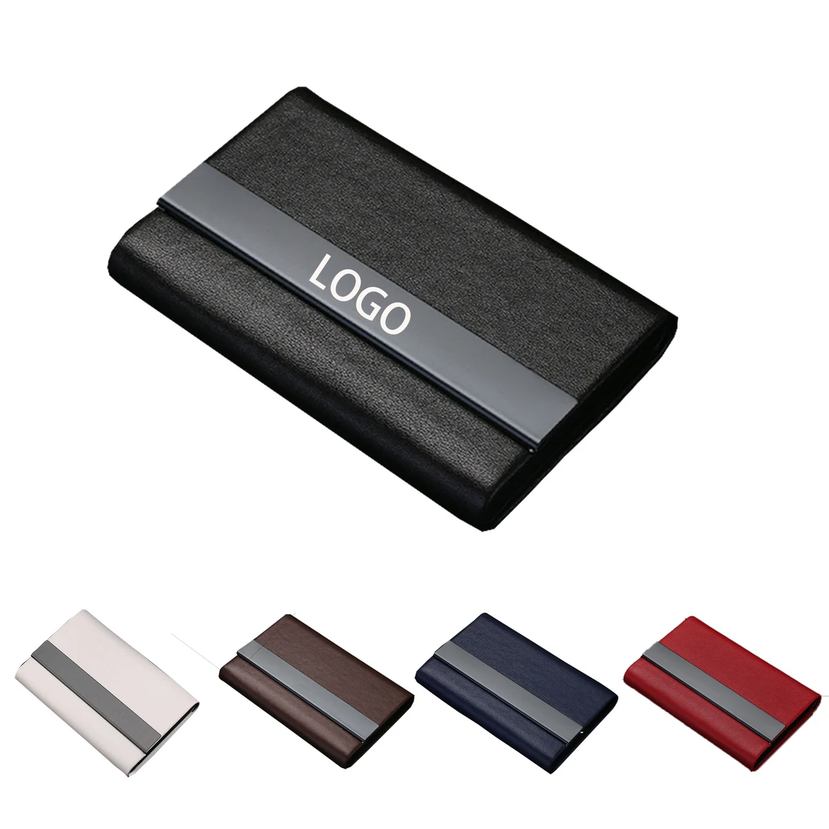Titanium Black Microfiber Business Card Holder 1