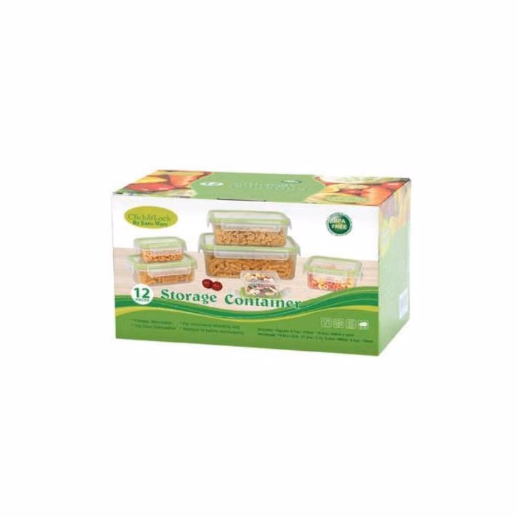 Click & Lock Storage Containers - 12Pc Assorted Sizes
