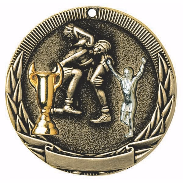 Wrestling Tri-Colored Medal 2"