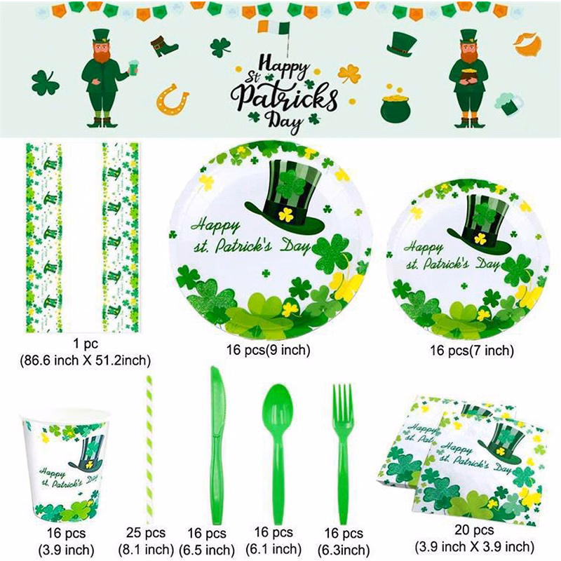 Customizable St. Patrick9-Piece Tableware Set Party Supplies