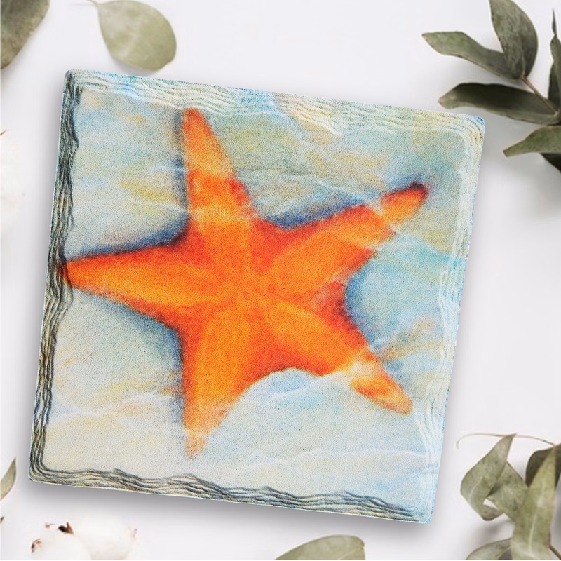 Square Layered Edge Absorbent Stone Coaster - Full Bleed