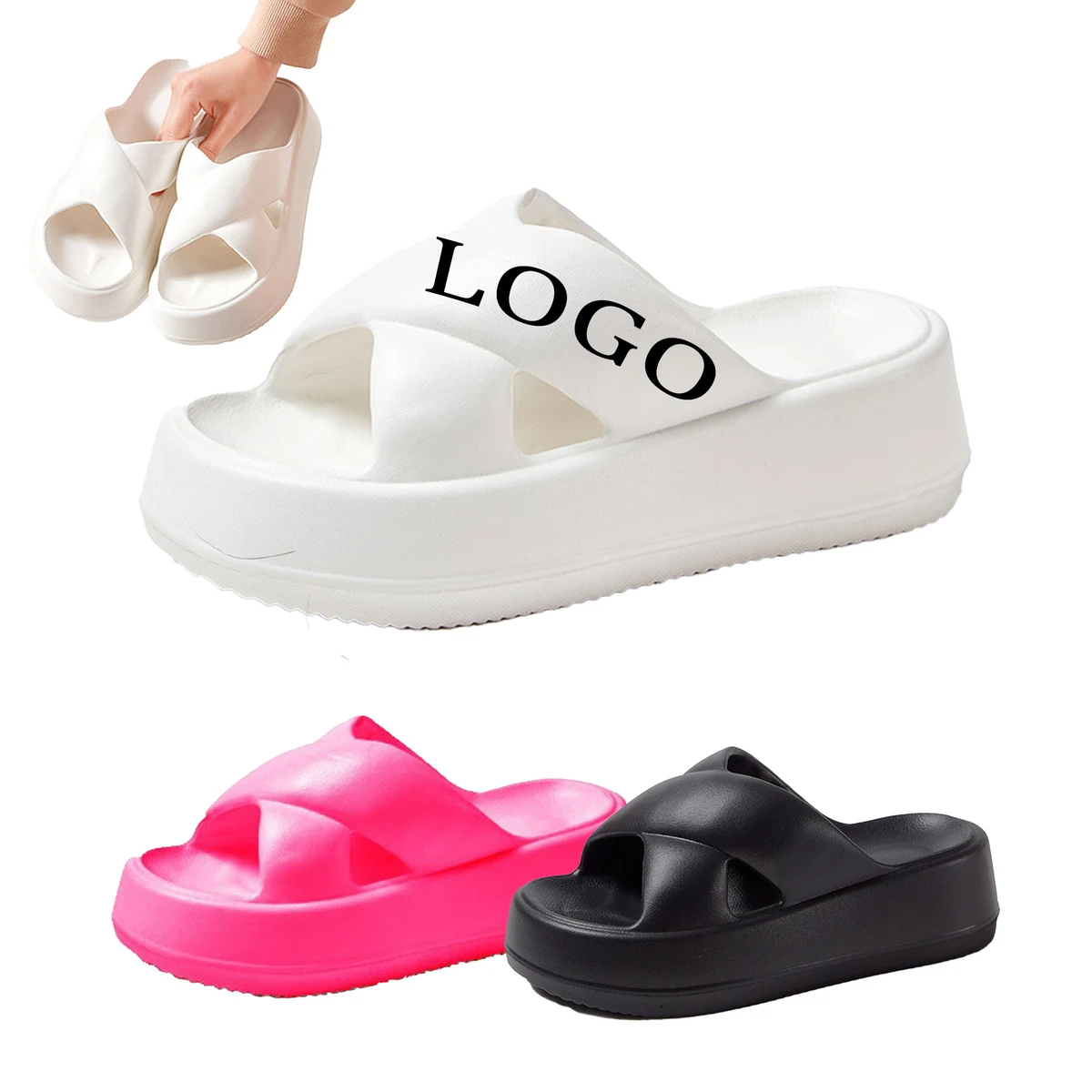 MOQ 50 Thick-Soled Summer Slippers 9"L-10"L (US size 5-8.5) 1