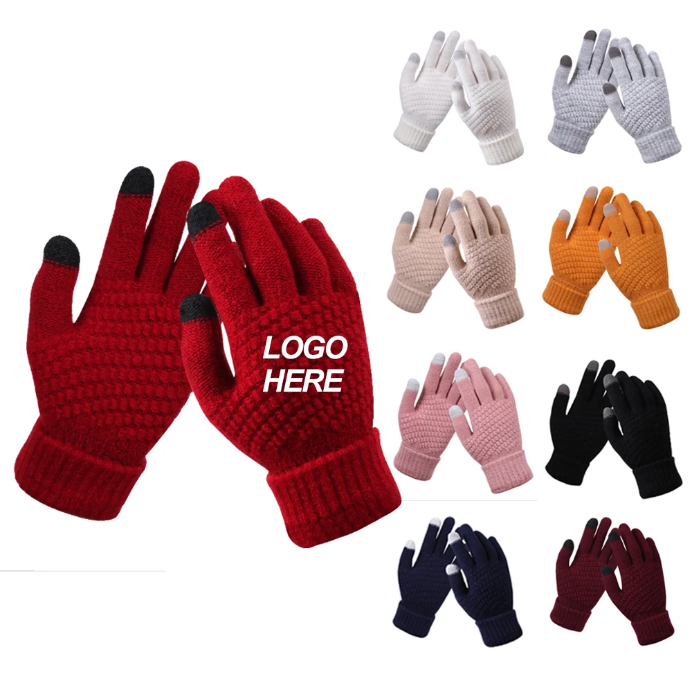 Winter knitted anti-skid and warm touch screen gloves 1