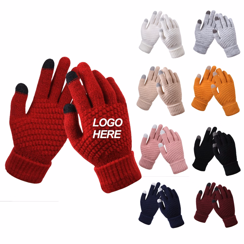 Winter knitted anti-skid and warm touch screen gloves