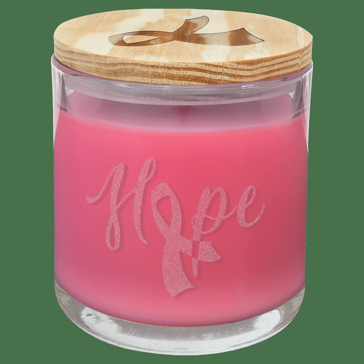 14 oz Clear/Wood Peony Rose Candle in a Glass Holder with Lid 1