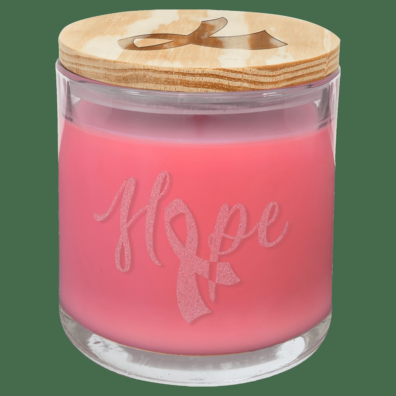 14 oz Clear/Wood Peony Rose Candle in a Glass Holder with Lid