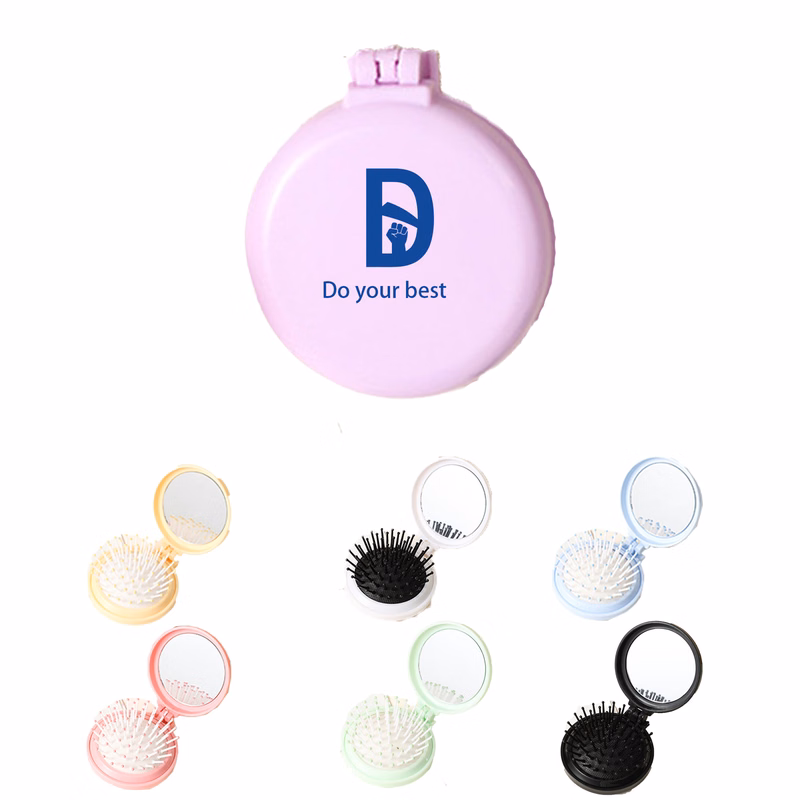 Portable Round Pocket Comb with Mirror