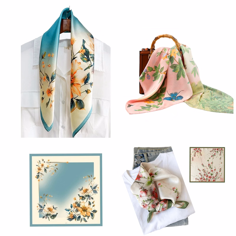Pure Mulberry Silk Bandana 100% Silk Scarf