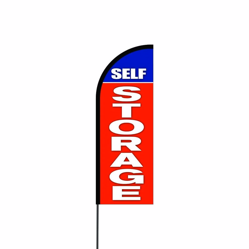 Self Storage Flag Kit Hardware 14' Feet Feather Flag Sign Outdoor Banner