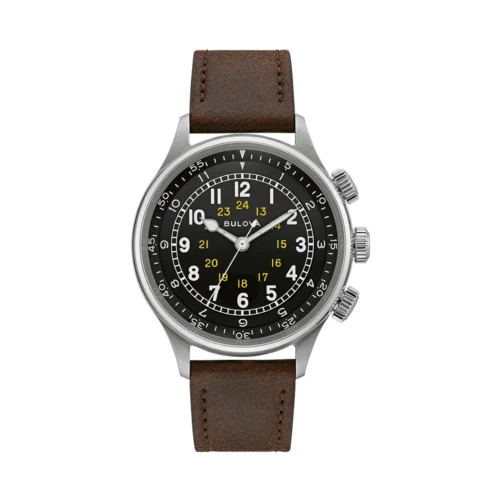 Bulova Men's A-15 Pilot Brown Leather Strap Watch 1