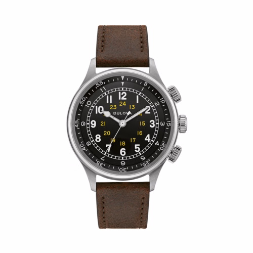 Bulova Men's A-15 Pilot Brown Leather Strap Watch
