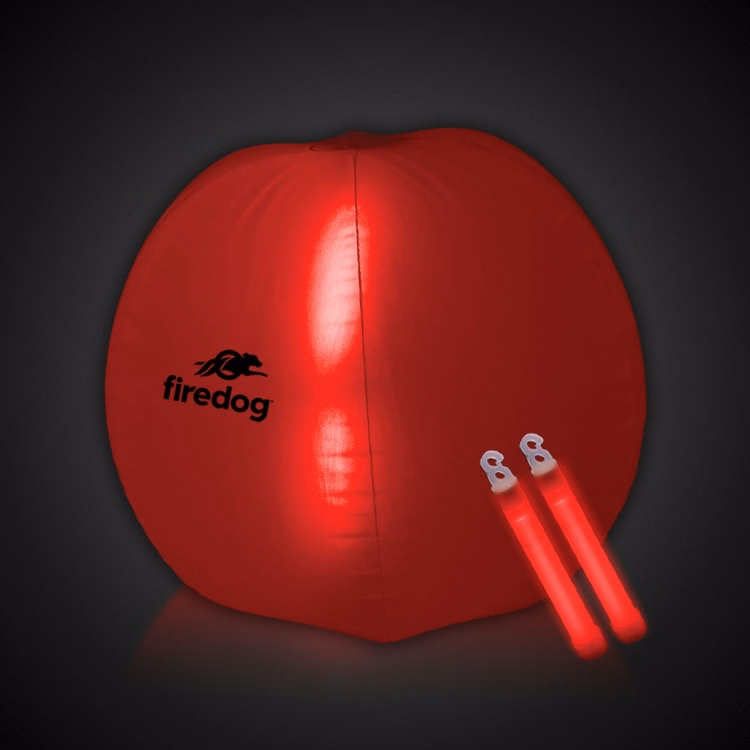 Translucent Red 24" Inflatable Beach Ball with Glow Stick