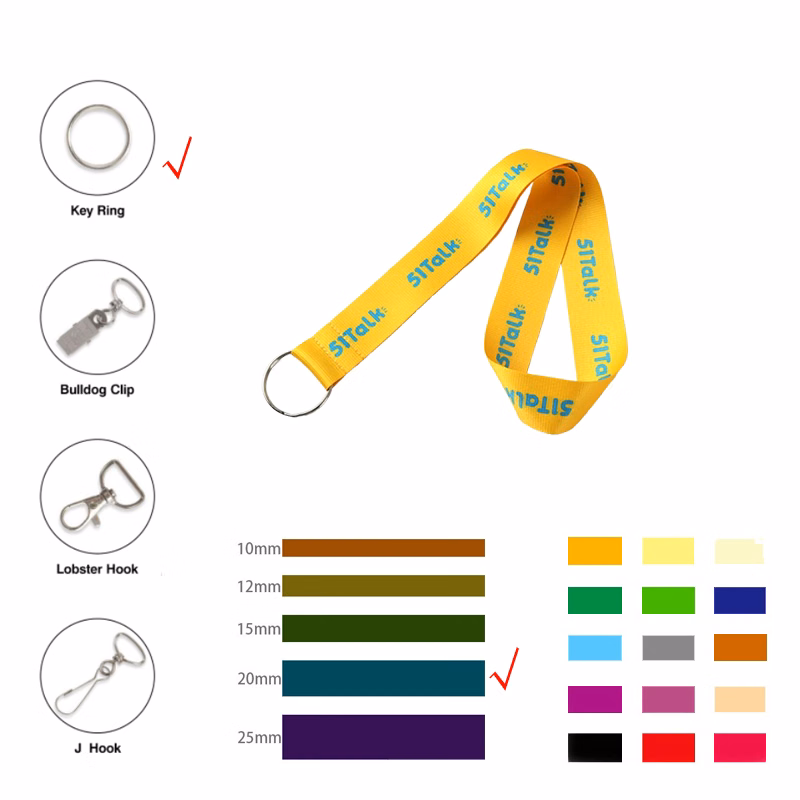 3/4" Wide Polyester Lanyard W/ Metal Key Ring
