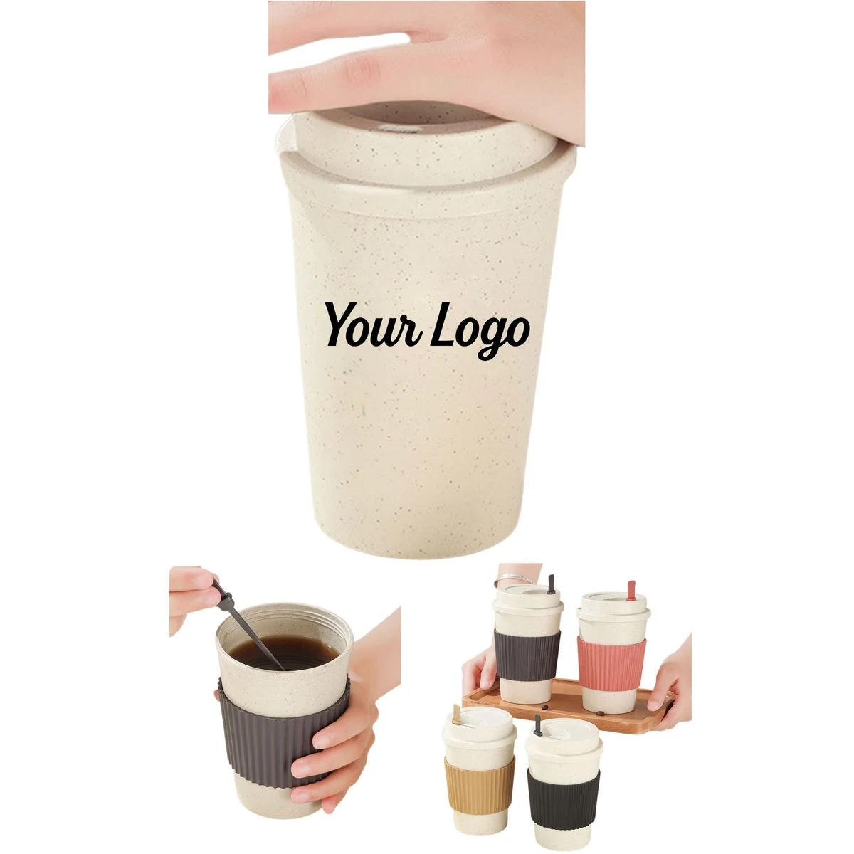 Reusable Coffee Cup with Lid and Sleeve 1
