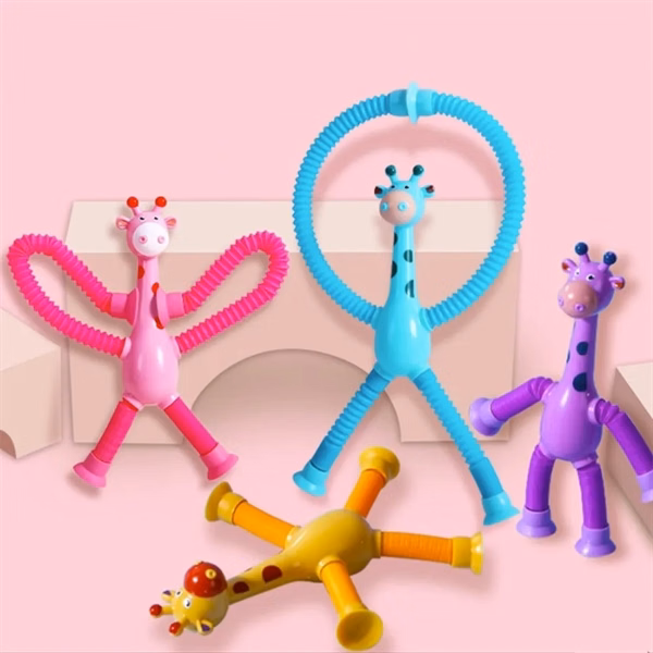 Telescopic Suction Cup Pop Tube Giraffe Toys