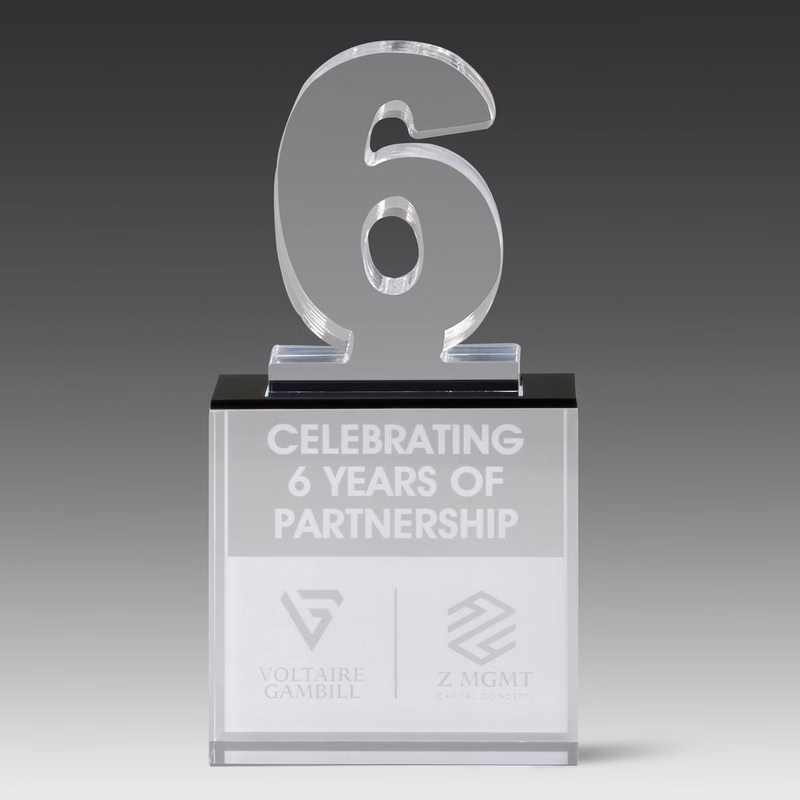 Recognition Number Award 6 (4" x 8" x 1")
