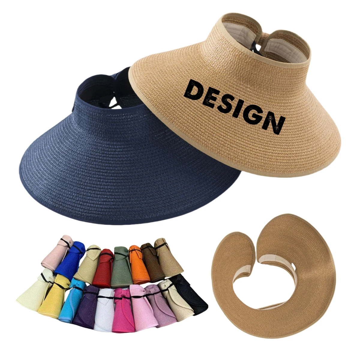 Foldable Brim Straw Visor Hat 1