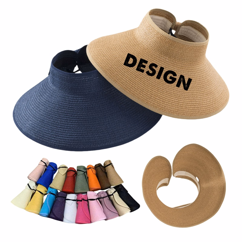 Foldable Brim Straw Visor Hat