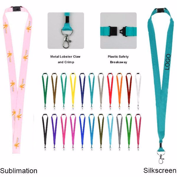 3/4" Metal Lobster Claw Lanyard W/ Safety Breakaway (Sublimation)